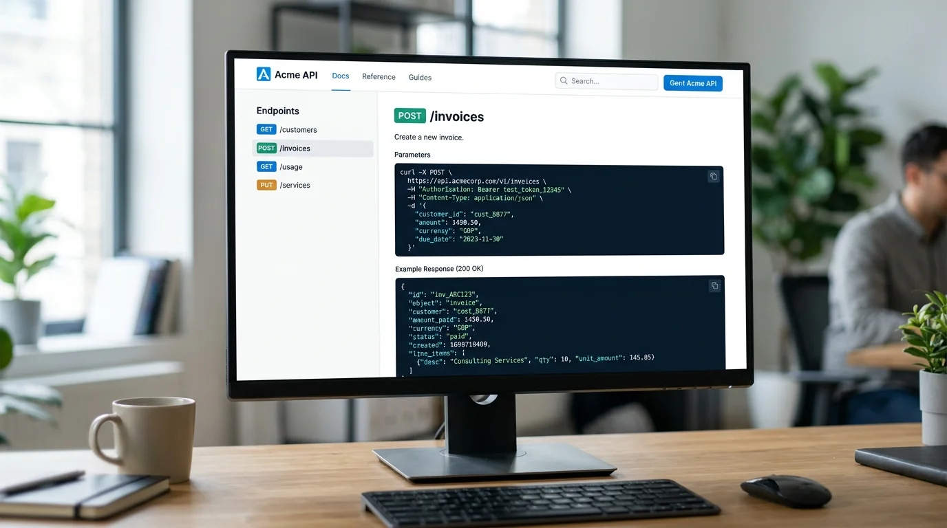 API technical documentation and code examples