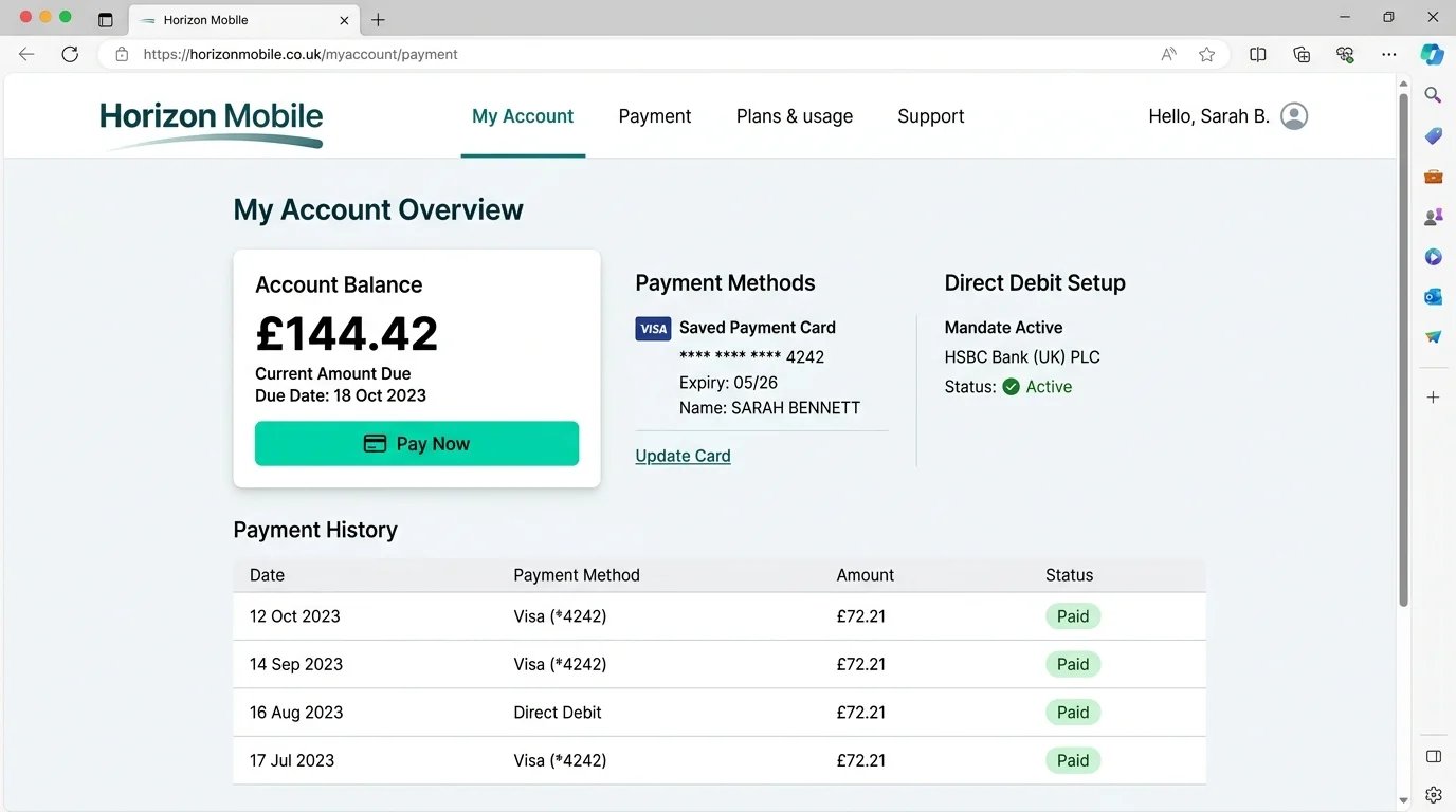 Customer self-service payment portal