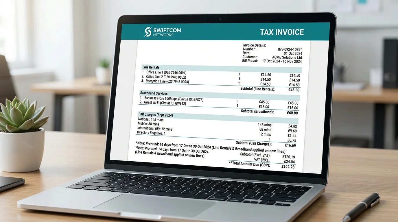 Clear invoice presentation of recurring charges